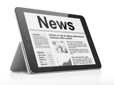 Digital news on tablet pc computer screen clipart