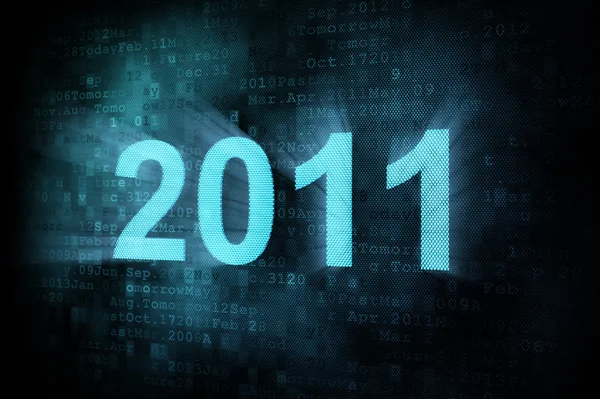 Koncepcja osi czasu: pixeled słowo 2011 na cyfrowy ekran — Zdjęcie stockowe
