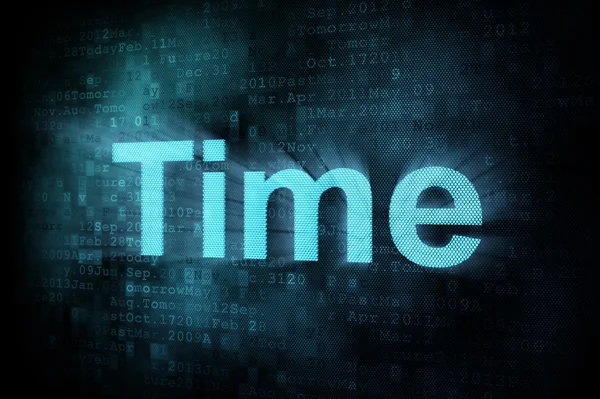 Tidslinjen koncept: pixeled ordet tid på digital skärm — Stockfoto