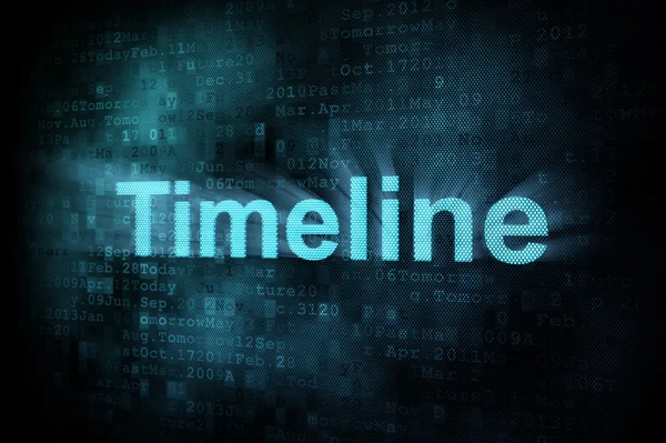 Koncepcja osi czasu: pixeled słowo Timeline na cyfrowy ekran — Zdjęcie stockowe