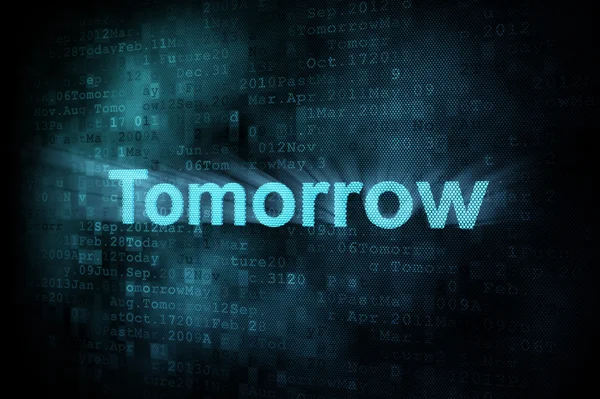 Timeline concept: pixeled word Tomorrow on digital screen — Stock Photo, Image