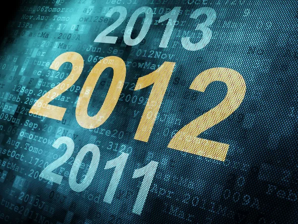 Tidslinjen koncept: pixeled word 2011 2012 2013 på digital skärm — Stockfoto