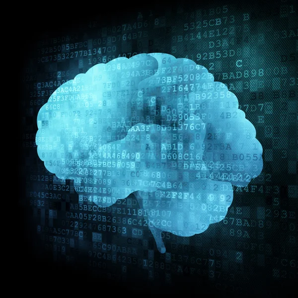 Hjärnan på digital skärm — Stockfoto