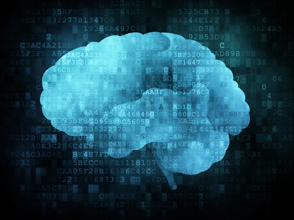 Gehirn auf digitalem Bildschirm — Stockfoto