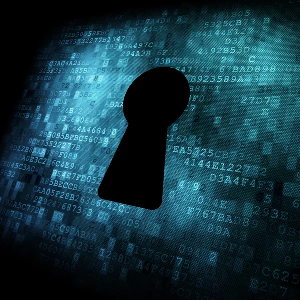 Sicherheitskonzept: Schlüsselloch auf digitalem Bildschirm — Stockfoto