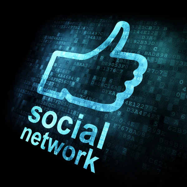 Like + social network on digital screen — Stock Photo, Image