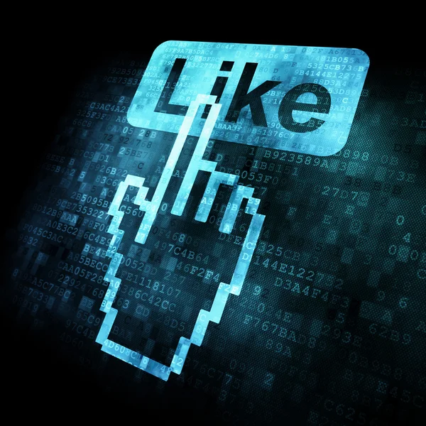 Like + Cursor na tela digital — Fotografia de Stock