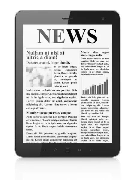 Tablet pc 计算机屏幕上的数字新闻 — 图库照片