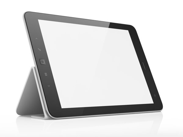 Black abstract tablet pc on white background