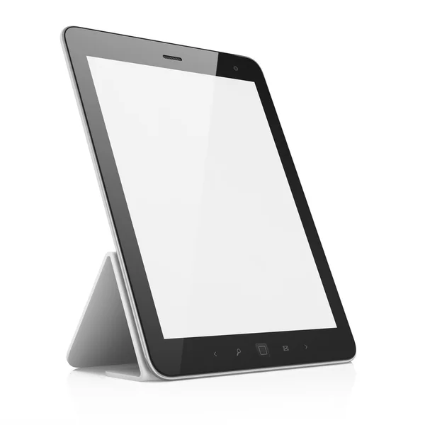 Tablet astratto nero pc su sfondo bianco — Foto Stock