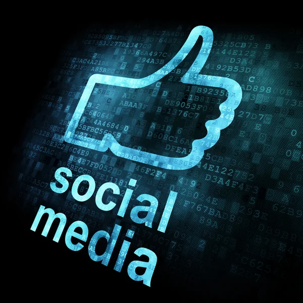 Like and words Social media on digital background — Stock Photo, Image