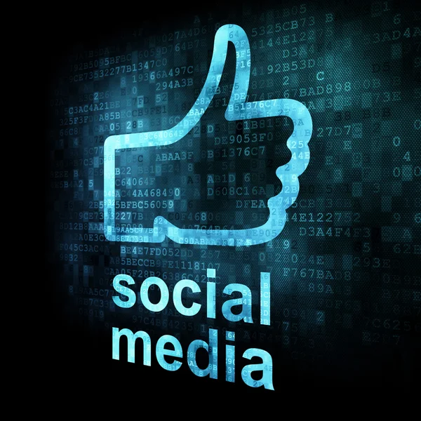 Me gusta y palabras Redes sociales sobre fondo digital — Foto de Stock