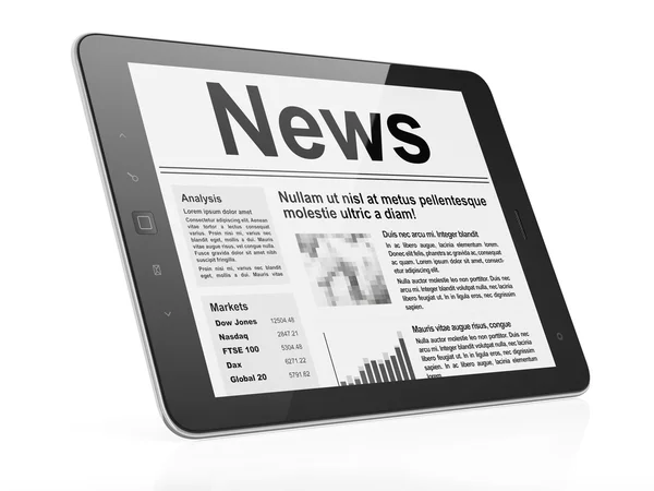 टैबलेट पीसी कंप्यूटर स्क्रीन पर डिजिटल समाचार — स्टॉक फ़ोटो, इमेज