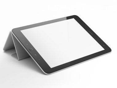 Beyaz arka planda siyah soyut tablet bilgisayar (pc)