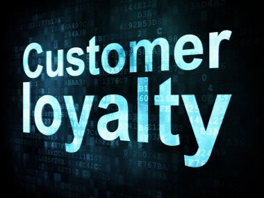 Marketing concept: pixelated words Customer loyalty on digital s clipart