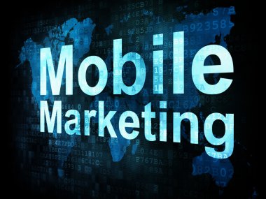 Marketing concept: pixelated words Mobile Marketing on digital s clipart