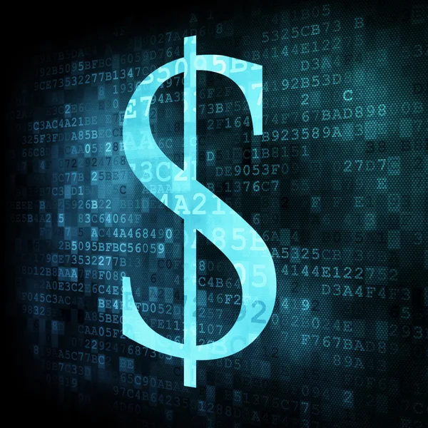 Dollar-Zeichen auf digitalem Bildschirm — Stockfoto