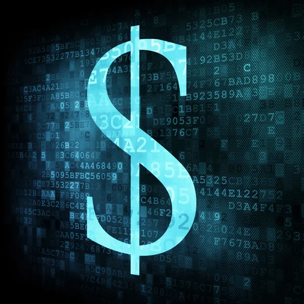 Dólar signo en la pantalla digital — Foto de Stock