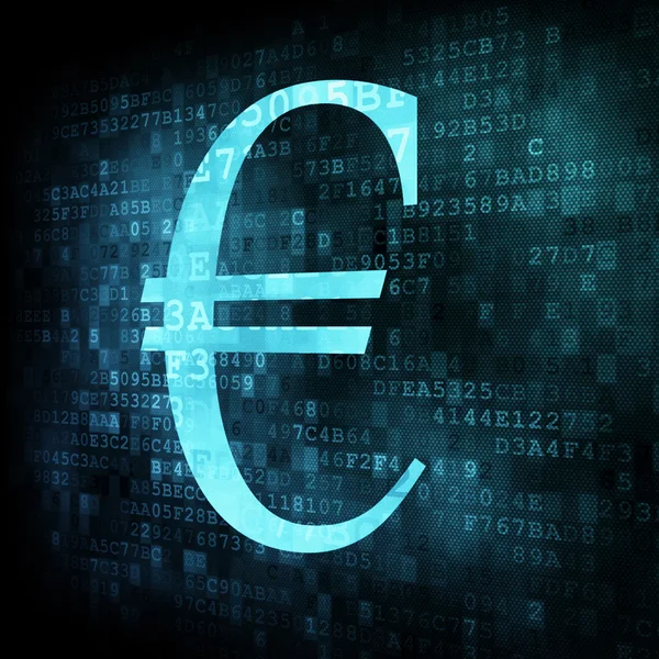 Symbol měny euro na digitální displej — Stock fotografie