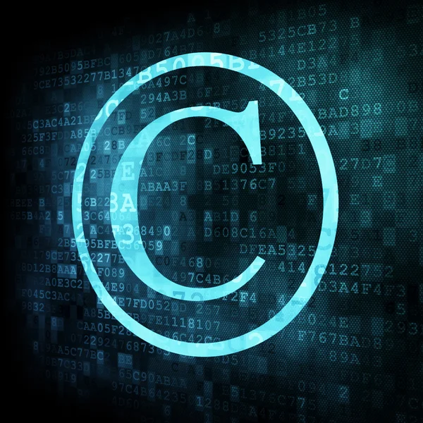 Símbolo de direitos de autor na tela digital — Fotografia de Stock