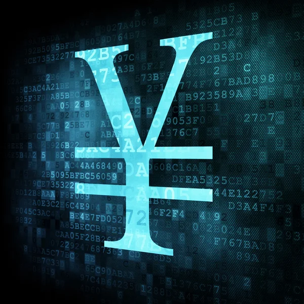 Dijital ekranda Yen işareti — Stok fotoğraf