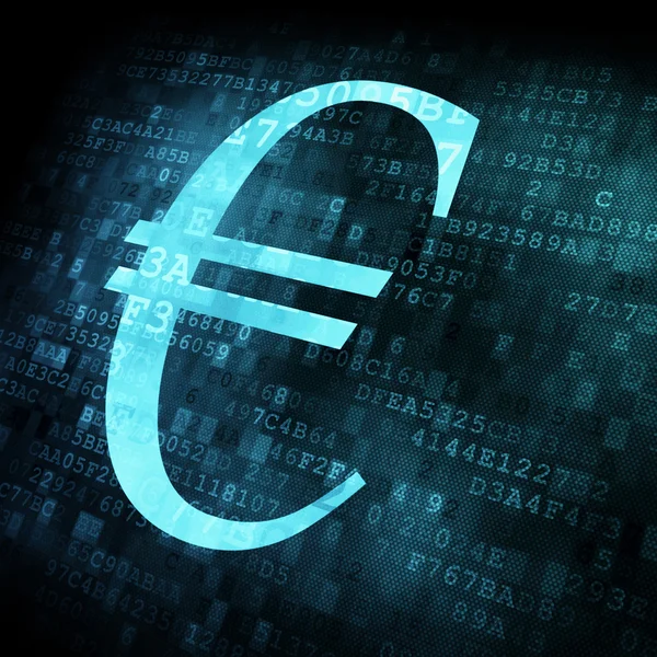 Signo euro en pantalla digital — Foto de Stock