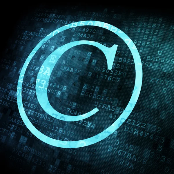 Símbolo de direitos de autor na tela digital — Fotografia de Stock