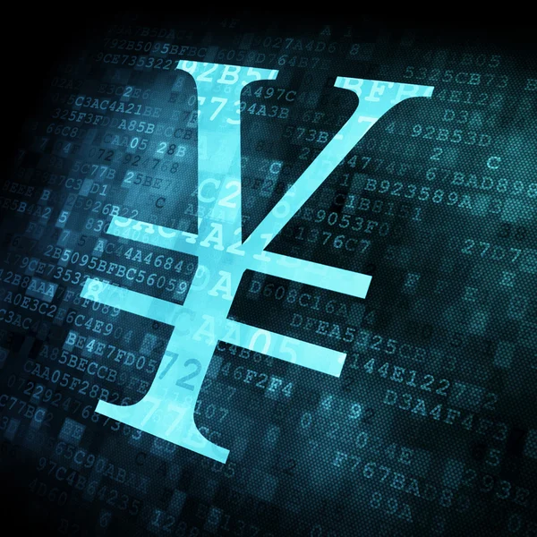 Signo de yen en pantalla digital — Foto de Stock