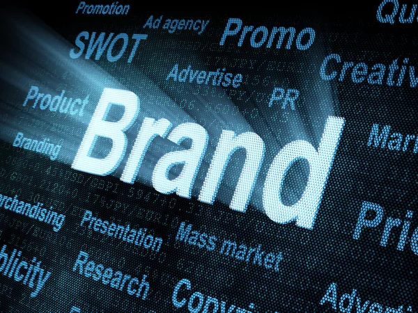 Pixeled word Brand on digital screen — Stock Photo, Image