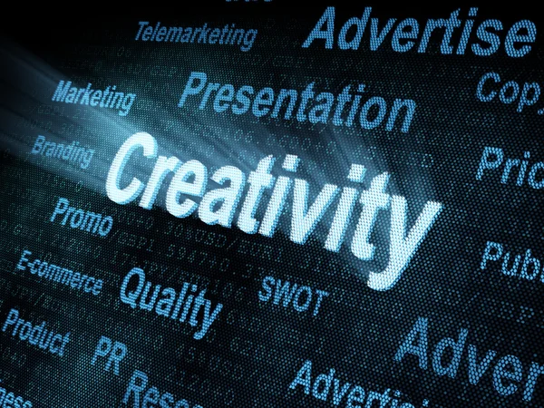 Pixeled parola creatività sullo schermo digitale — Foto Stock