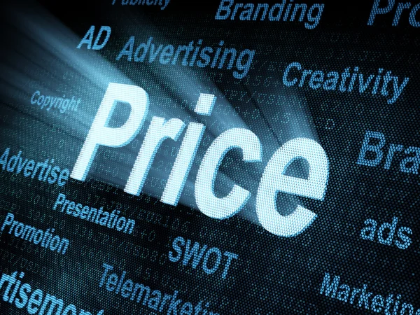 Pixeled word Price on digital screen — Stock Photo, Image