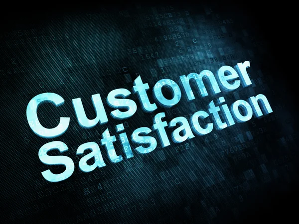 Conceito de marketing: palavras pixelizadas Satisfação do cliente em dígitos — Fotografia de Stock