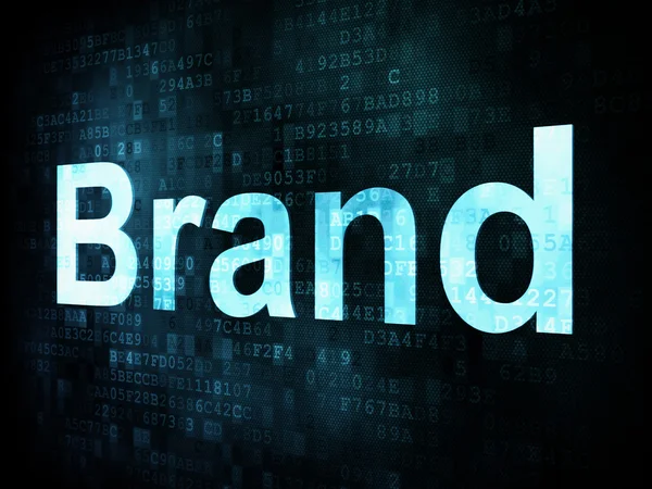 Koncepcja marketingu: pixelated słowa marka na cyfrowy ekran — Zdjęcie stockowe