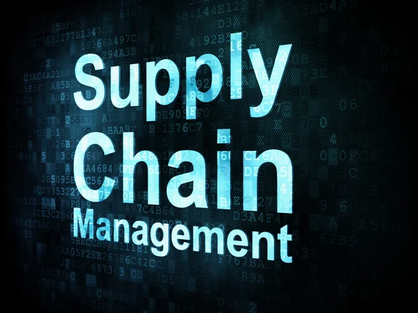 Concepto de marketing: palabras pixeladas Supply Chain Management on di — Foto de Stock
