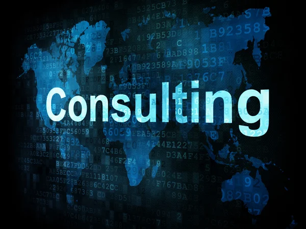 Podnikatelský koncept: pixelated slova Consulting na digitální displej — Stock fotografie