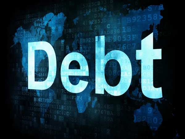Podnikatelský koncept: pixelated slova dluh na digitální displej — Stock fotografie