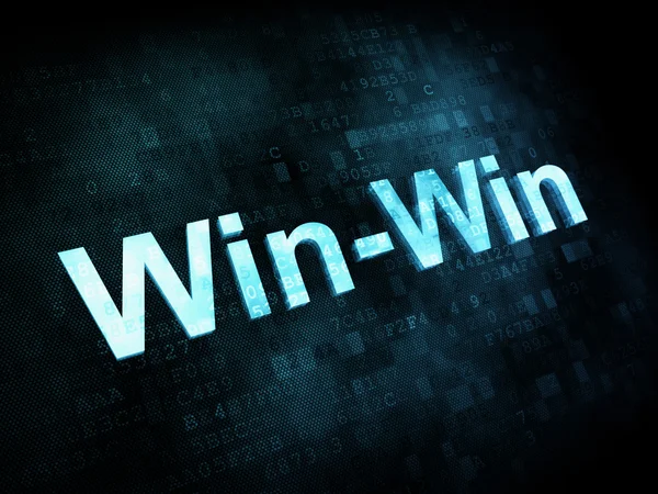 Concepto de negocio: palabras pixeladas Win Win en pantalla digital — Foto de Stock