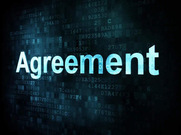 Business concept: pixelated words Agreement on digital screen — Stock Photo, Image
