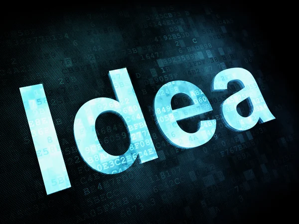 Brainstorming, myšlení, myšlenkou koncepce: pixelated slova idea — Stock fotografie