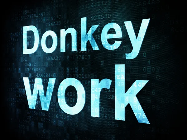 Job, work concept: pixelated words Donkey work on digital screen — Stock Photo, Image