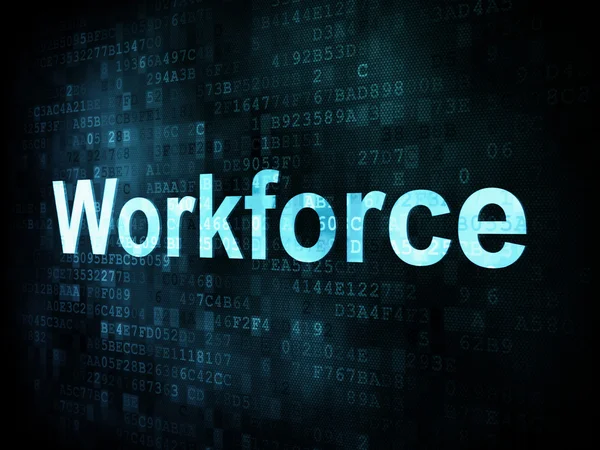 Job, work concept: pixelated words Workforce on digital screen — Stock Photo, Image