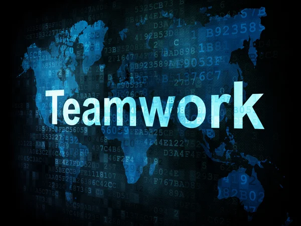 Trabalho, conceito de trabalho: palavras pixelizadas Trabalho em equipe — Fotografia de Stock