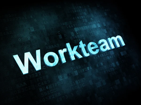 Работа, концепция работы: пиксельные слова Workteam на цифровом экране — стоковое фото