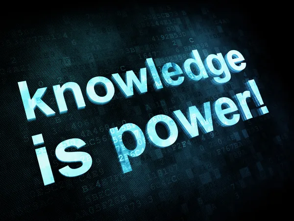 Educación y aprender concepto: palabras pixeladas conocimiento es poder —  Fotos de Stock