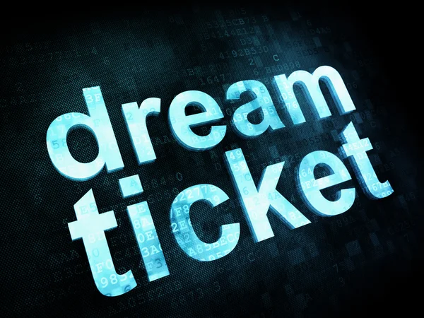 stock image Life style concept: pixelated words dream ticket on digital scre