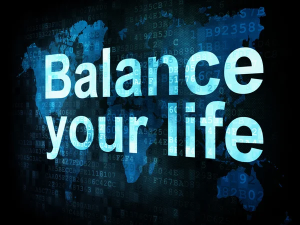 Concept de style de vie : mots pixellisés Équilibrez votre vie sur le numérique — Photo