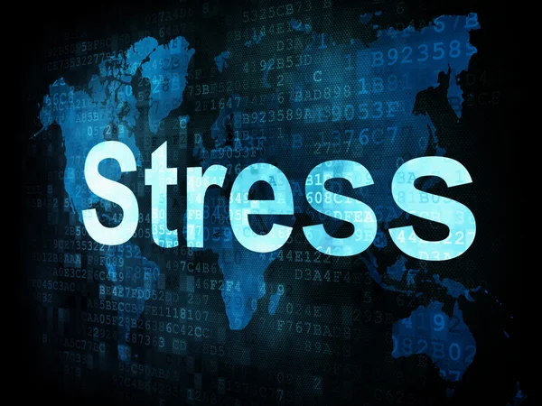 Conceito de estilo de vida: palavras pixeladas Stress na tela digital — Fotografia de Stock