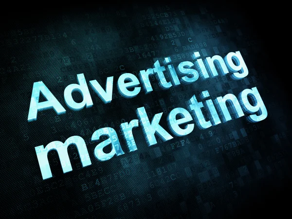 Koncepcja marketingu: pixelated słowa Reklama marketing — Zdjęcie stockowe
