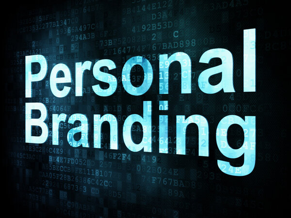 Маркетинговая концепция: пиксельные слова Personal Branding
