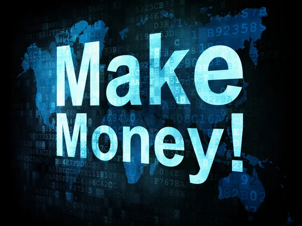 Conceito de dinheiro: palavras pixelizadas Ganhar dinheiro na tela digital — Fotografia de Stock